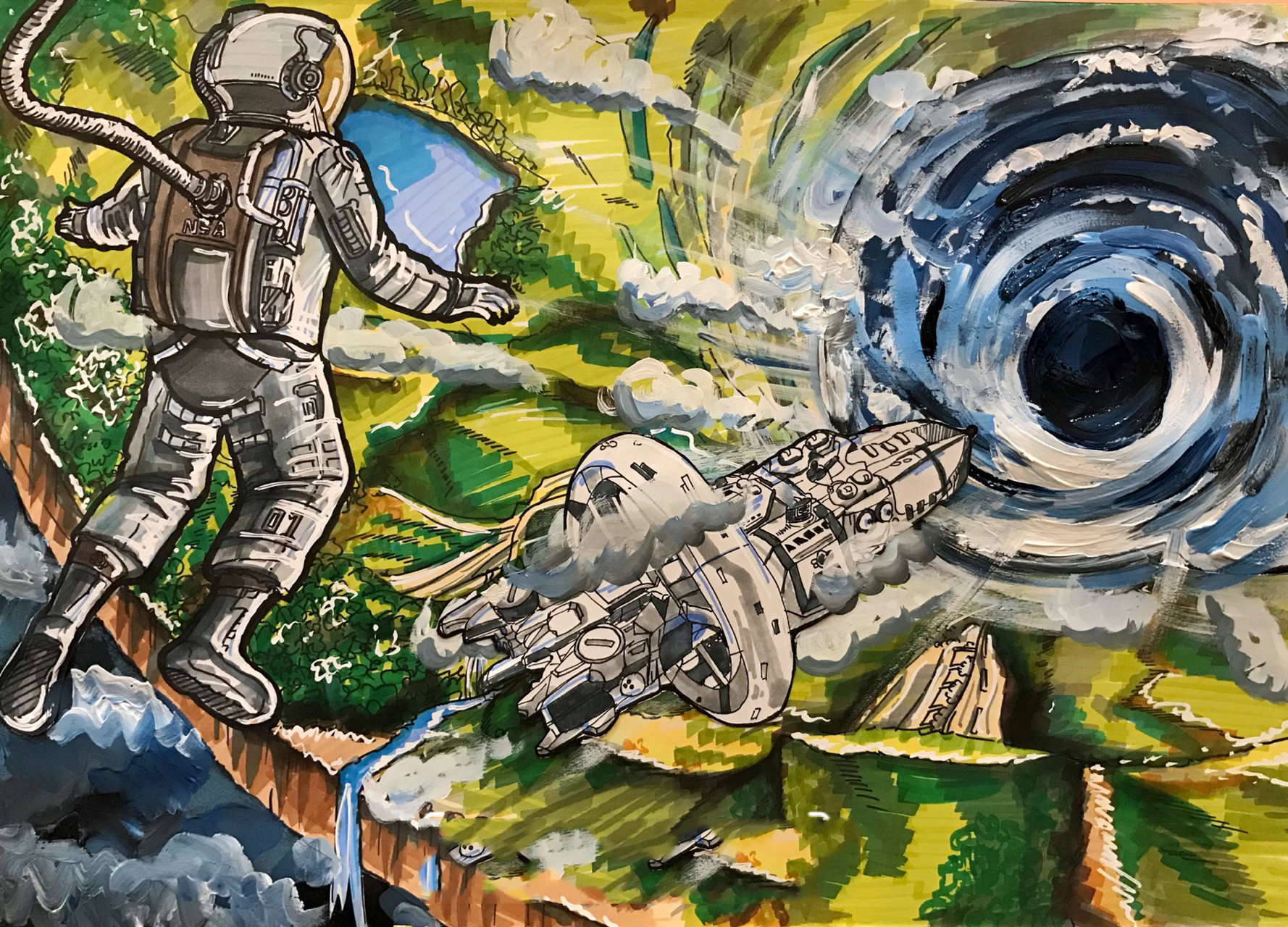 【科幻画】|线稿和详细步骤 之前一篇笔记里的一张科幻画 更新其中一