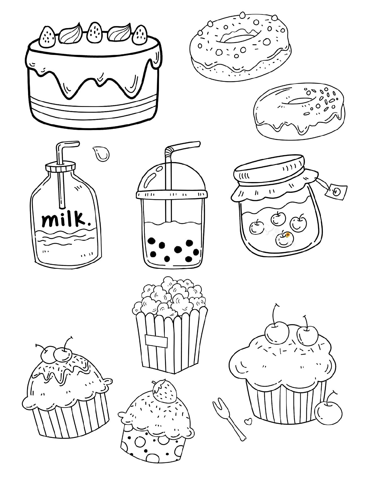 今日的蕞后一期就给宝子们来一波各类饮品,甜品和罐头的简笔画吧,各位