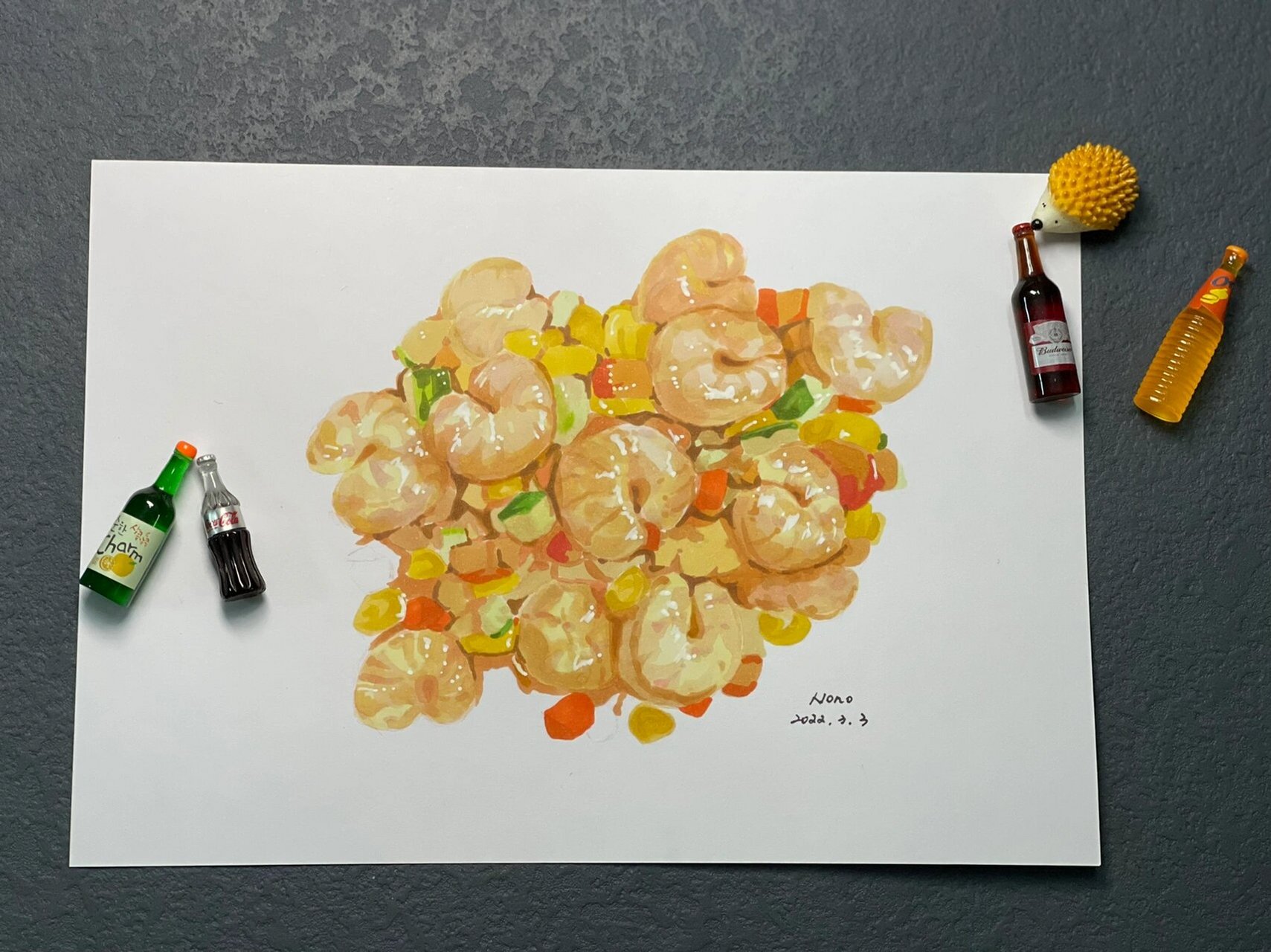 马克笔手绘炒虾仁 乱涂直播跟画 以我的水平自己是死活找不到颜色的