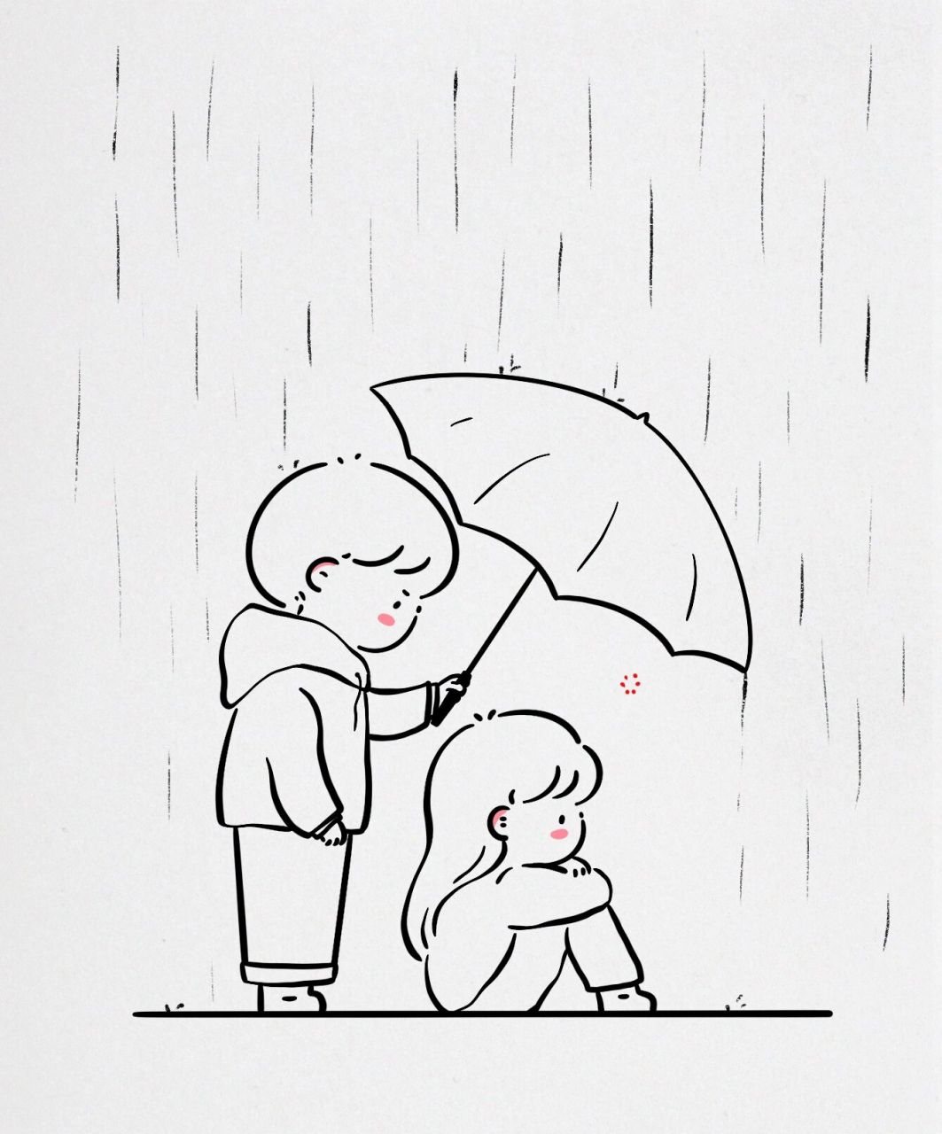 情侣画教程:你会遇到那个雨天给你撑伞的人 他是冒大雨前来接你的人