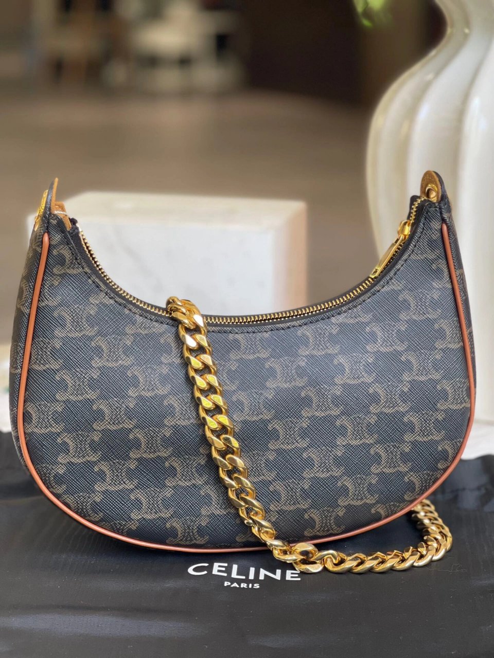 celine|链条腋下包 凯旋门老花系列 celine瑟琳 链条腋下包 凯旋门