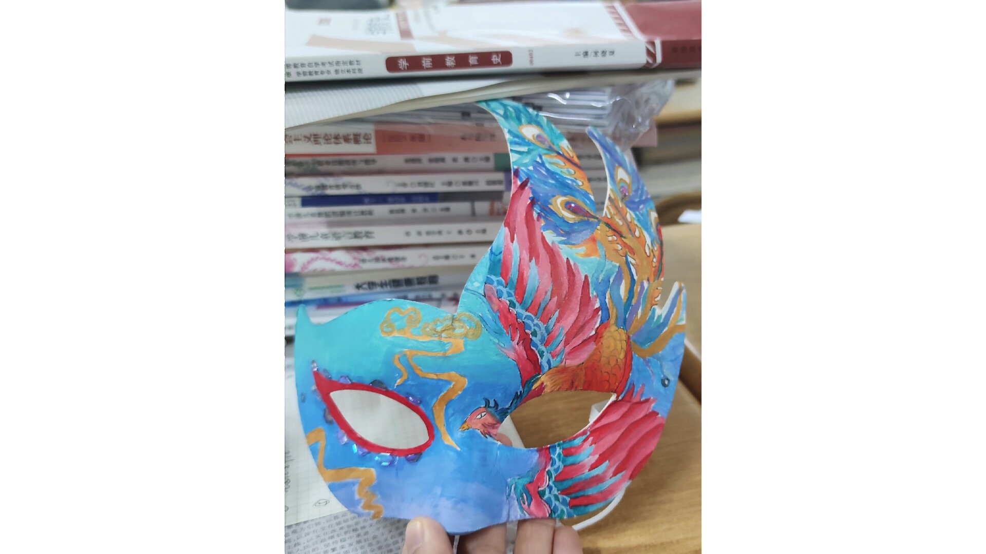 凤凰面具画 #学前教育专业# #手绘面具# #手工# #绘画日常# 凤凰形态
