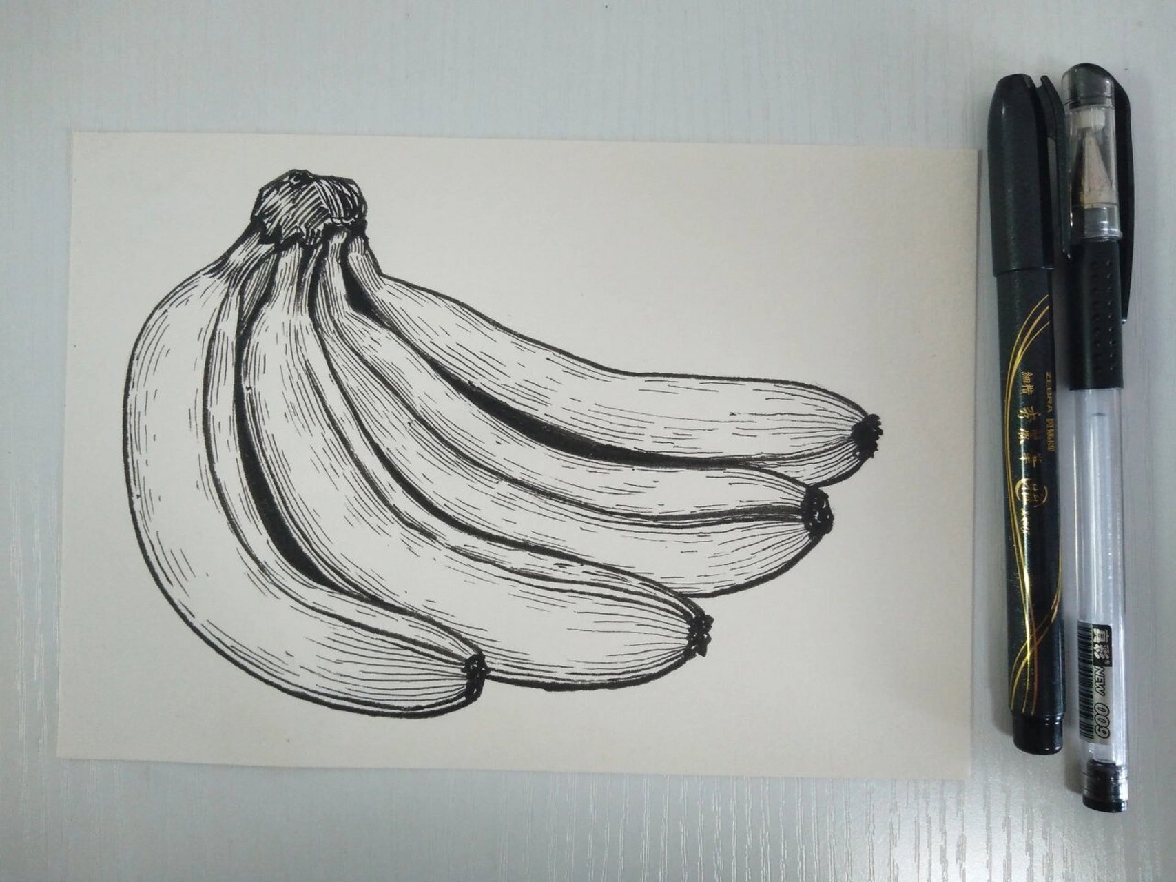 香蕉写生#水果线描写生#创意美术#创意线描 《香蕉写生》 适合年龄:8