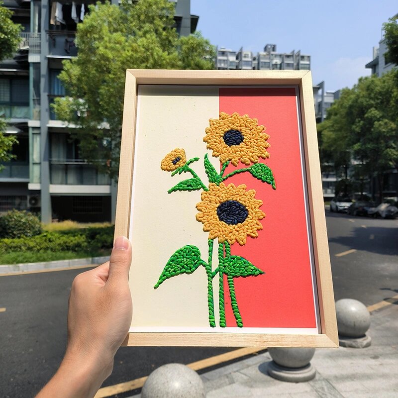 向日葵五谷杂粮画种子画豆子画