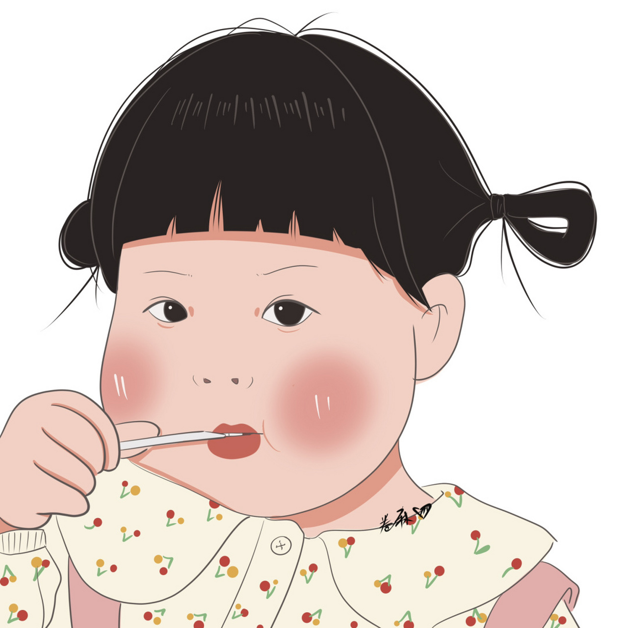 插画 | 头像 | 吃棒棒糖的小女孩 图片92二改92商用92去签名
