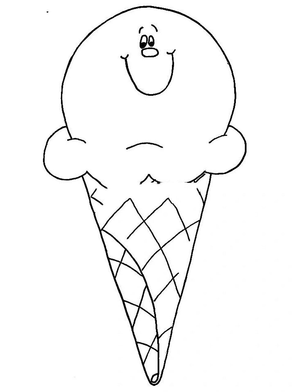 冰淇淋90简笔画可打印 适合幼儿园小朋友涂色的冰淇淋90