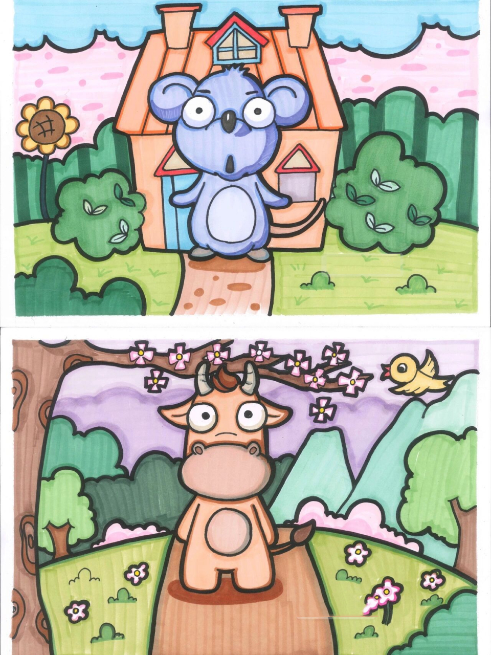 【十二生肖】学前教育主题画 画面的构图大体是类似的, 主题动物在