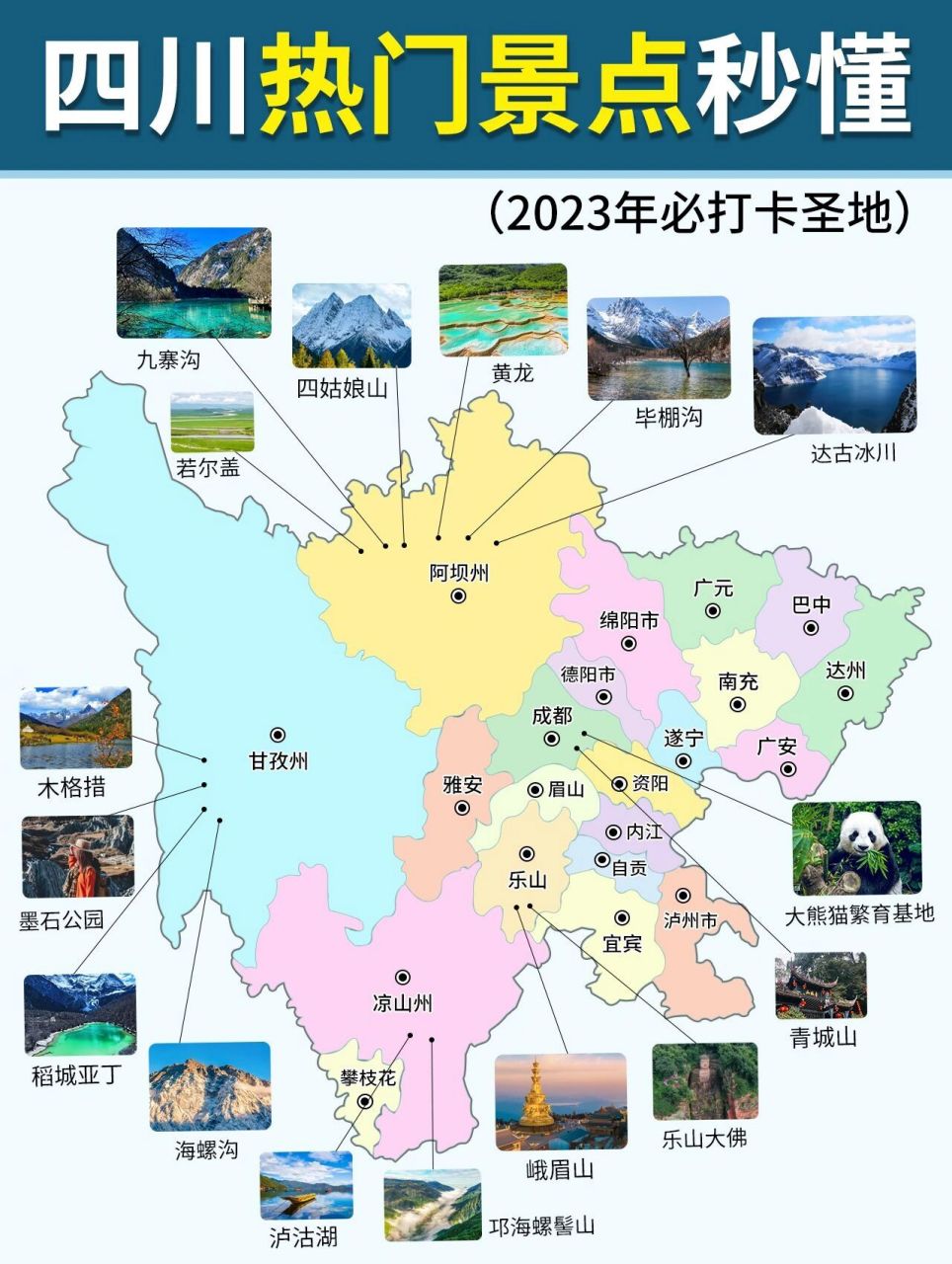 四川热门景点75一眼秒懂地图05错过要后悔  如果你的目的地是四川