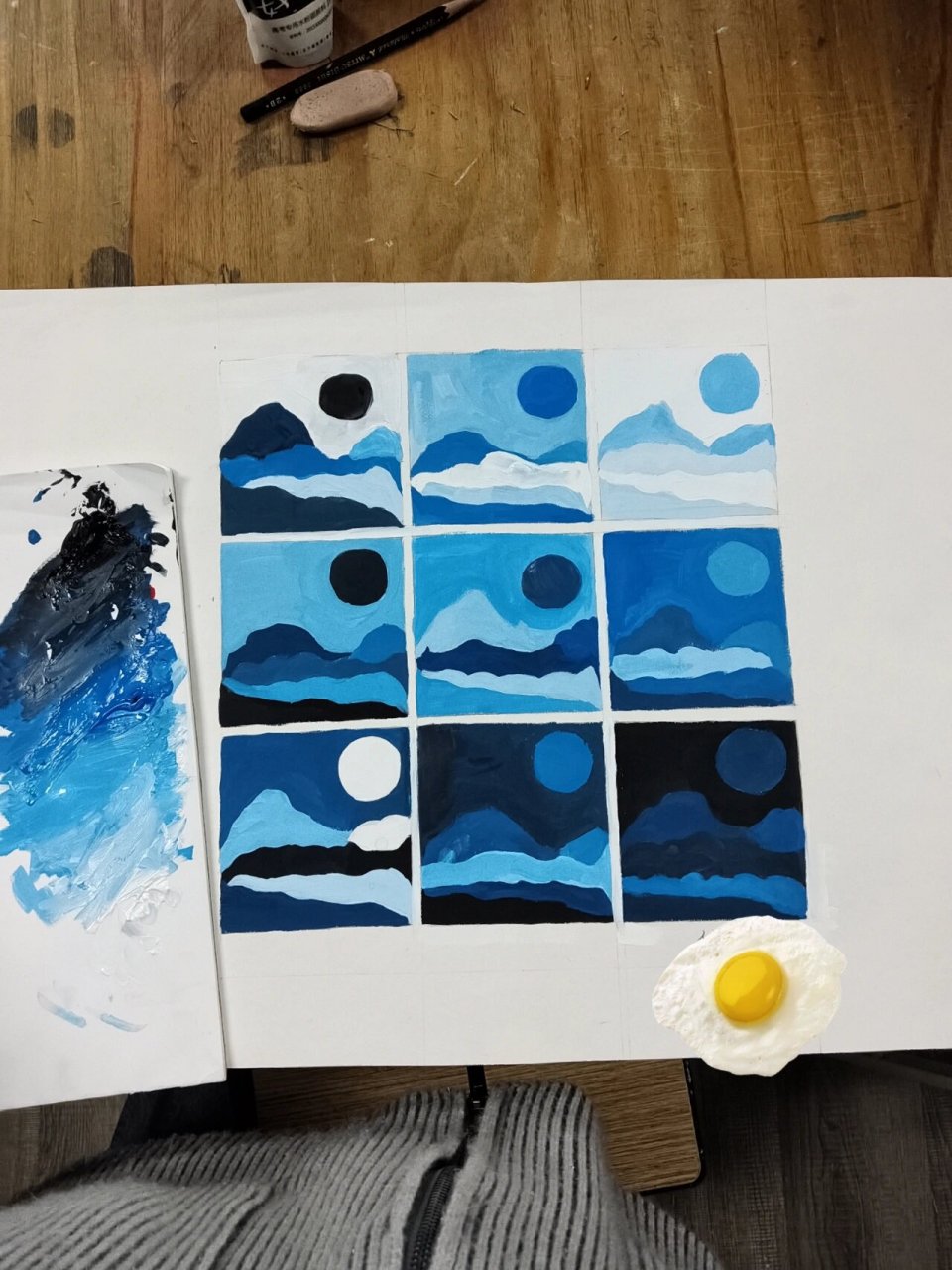 色彩明度对比图 九宫格 色彩课作业