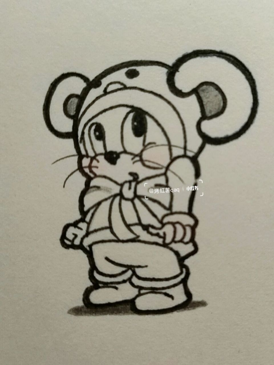 熊宝泰菲简笔画教程 已更新@小红薯60c0de9b,另一个吃完饭再画#简笔画