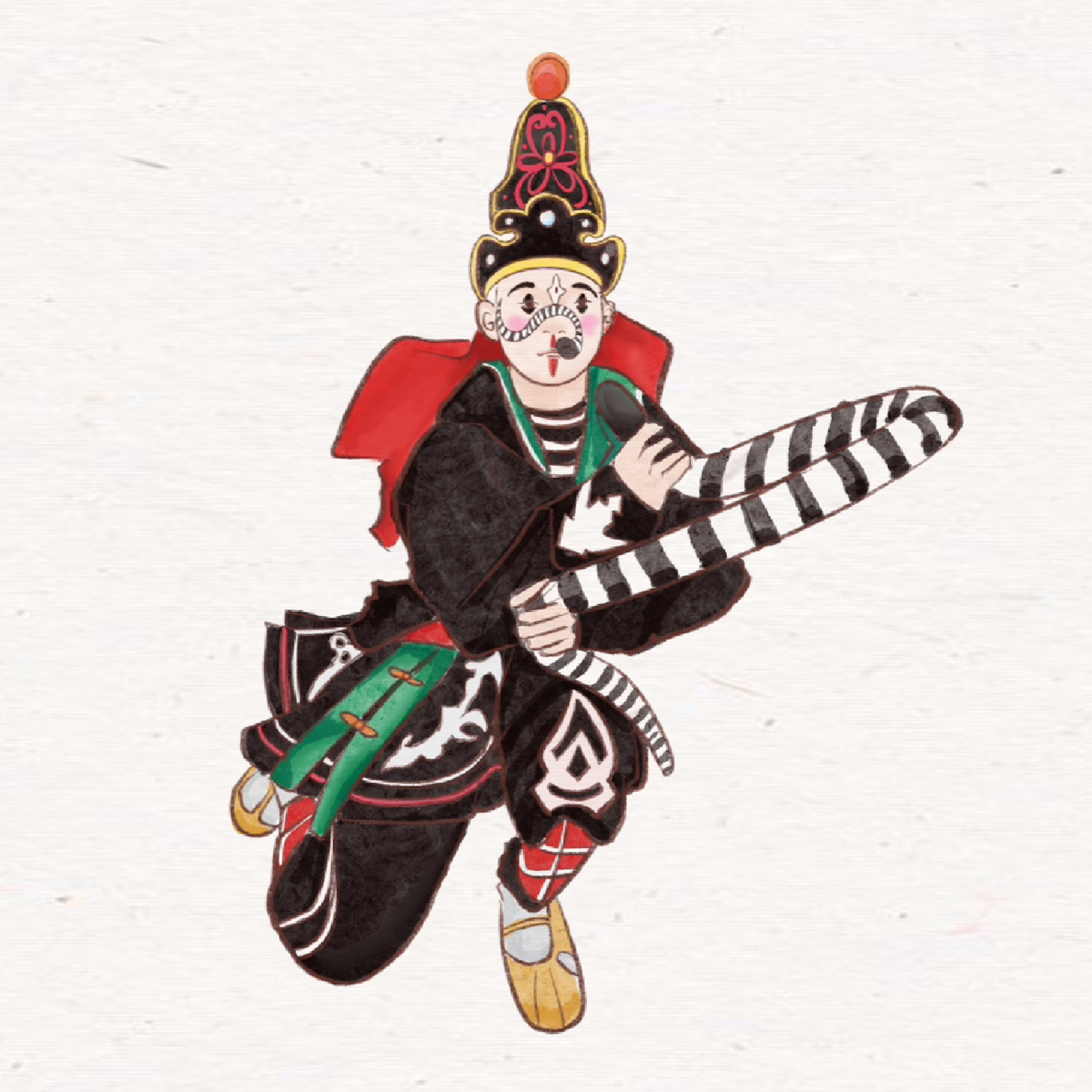 潮汕文化插画|潮汕英歌舞 今年的英歌舞非常受欢迎,手绘了几个人物