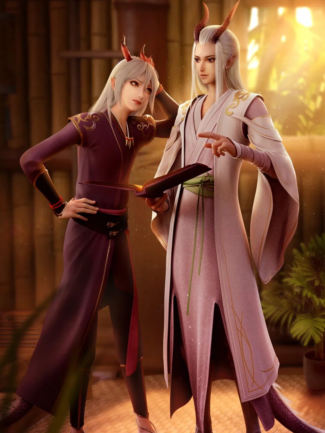 《西行纪》cp壁纸『敖雪』 敖雪x敖灵,天羽狩x敖雪双人手机壁纸 有