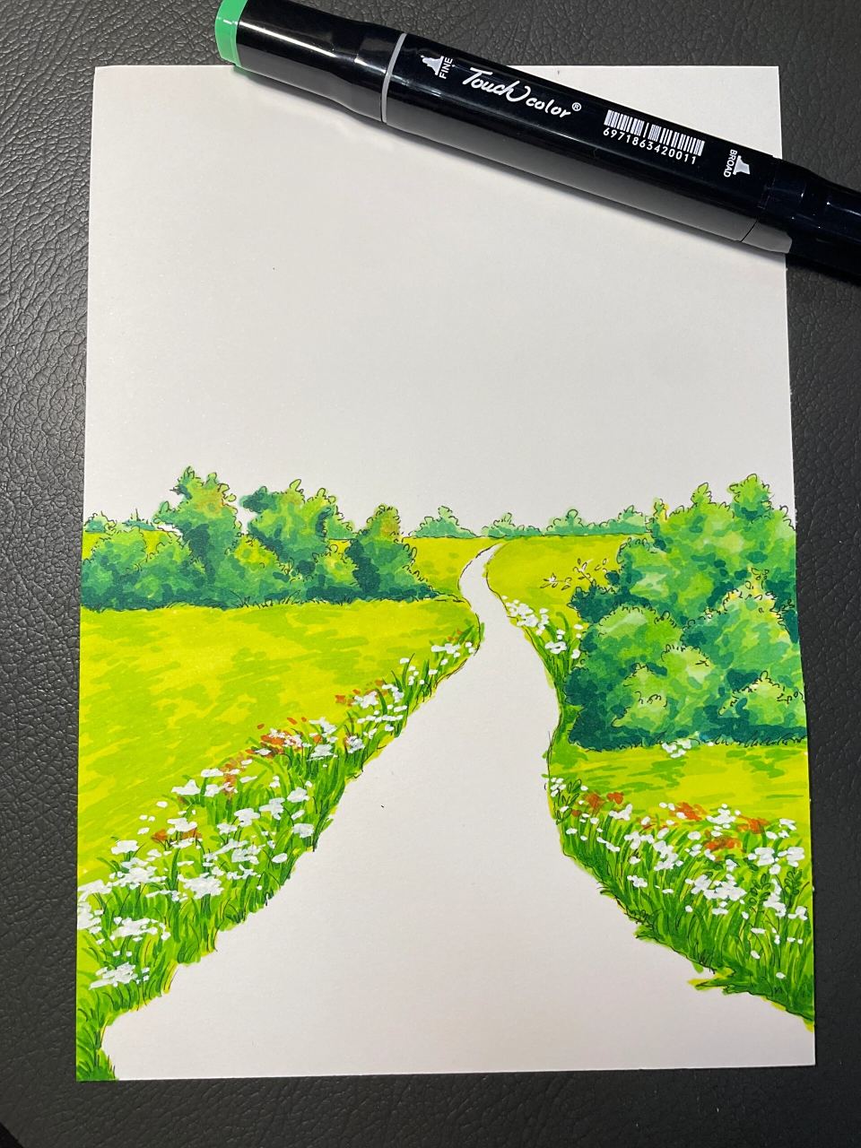 马克笔手绘,风景画 今天来一幅简单的风景画,大家一起画起来呀