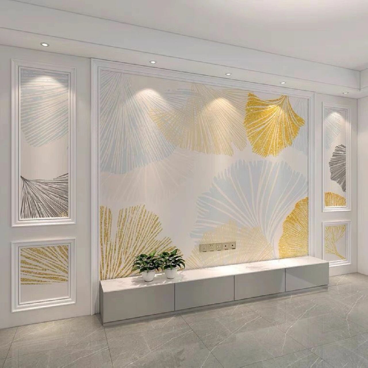 8d五宫格电视墙背景墙画3d立体墙纸客厅壁画    注:(壁画素材都可以做