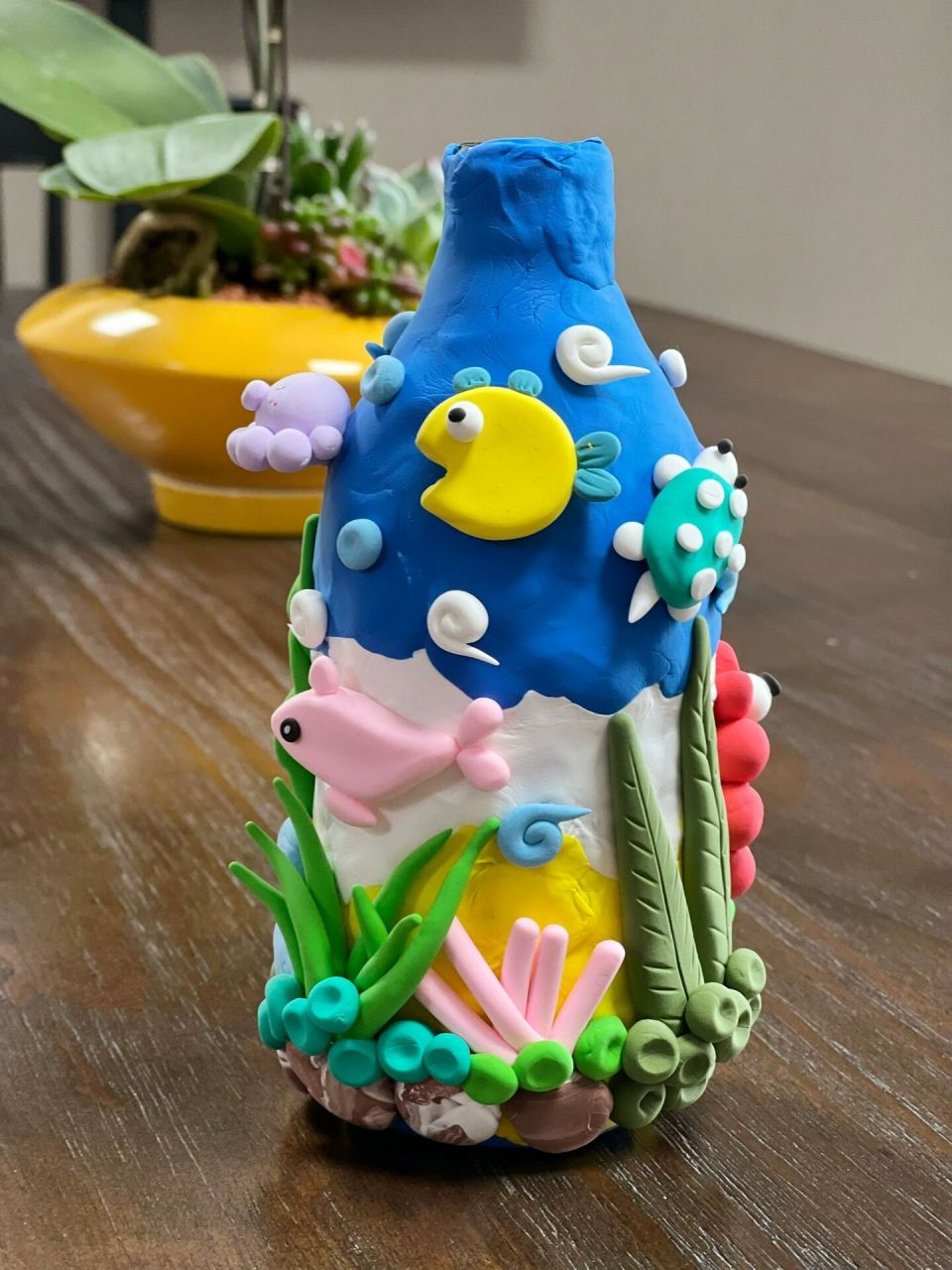 《海洋世界》 用大象苏打水瓶子,改造了一个粘土海洋世界,好有意思