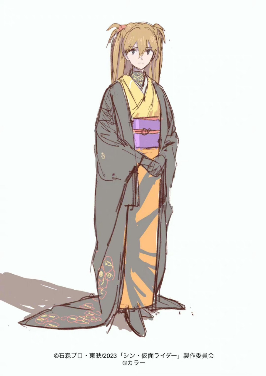 eva x 新·假面骑士 联动绘草图第3弹:明日香  绘制:「eva终」作画
