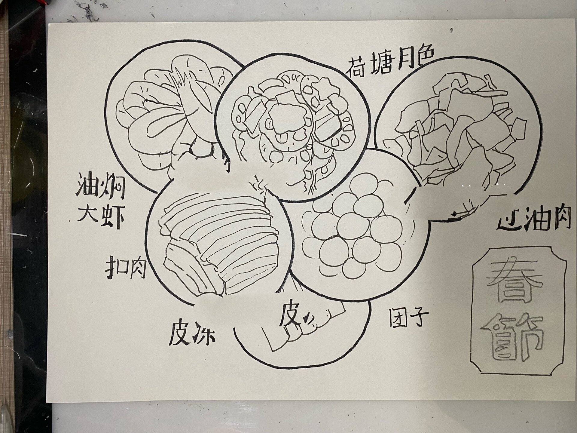 年夜饭绘画作业 年夜饭绘画