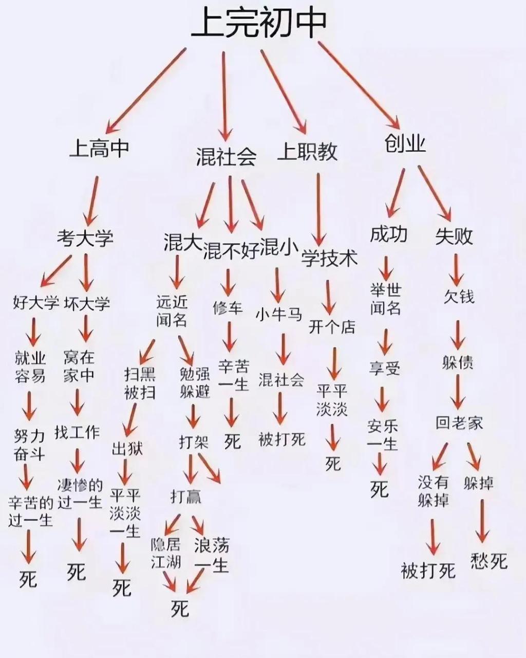 一个初中生即将毕业的时候做了份儿人生思维导图.