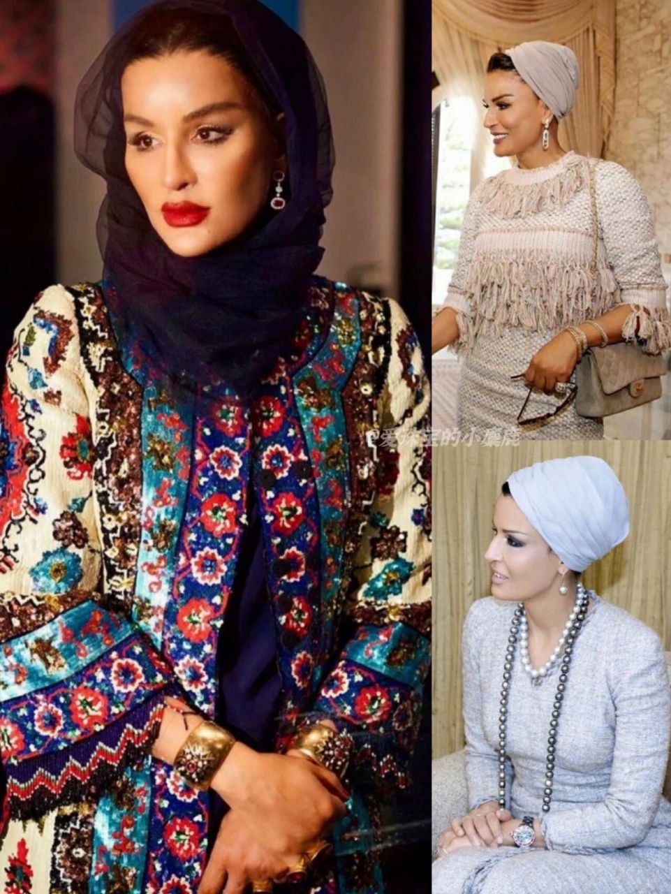 干大事儿的女人95卡塔尔王妃的穿搭审美 特意收集了王妃的珠宝服装