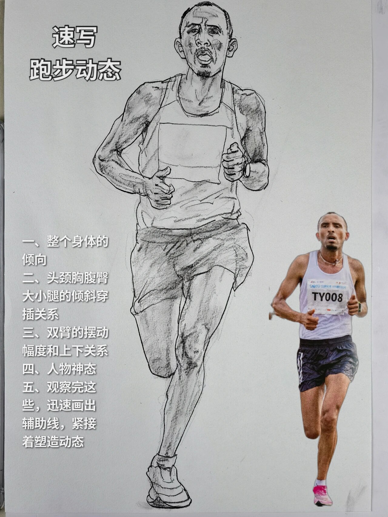 线性速写跑步动态