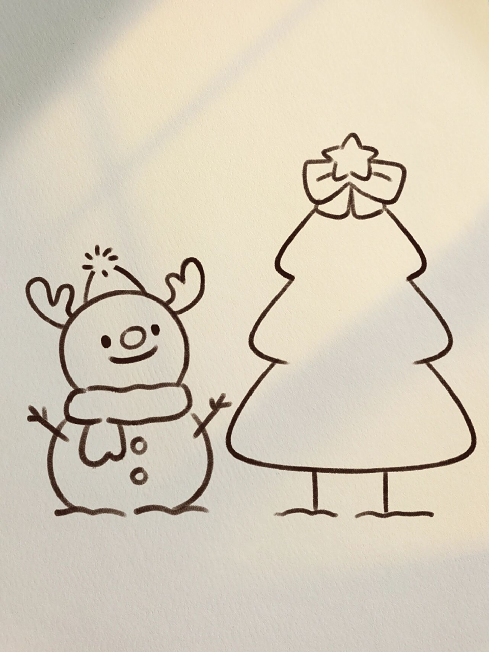 零基础手绘教程|雪人|圣诞节|简笔|画画 90敲可爱雪人圣诞树来啦