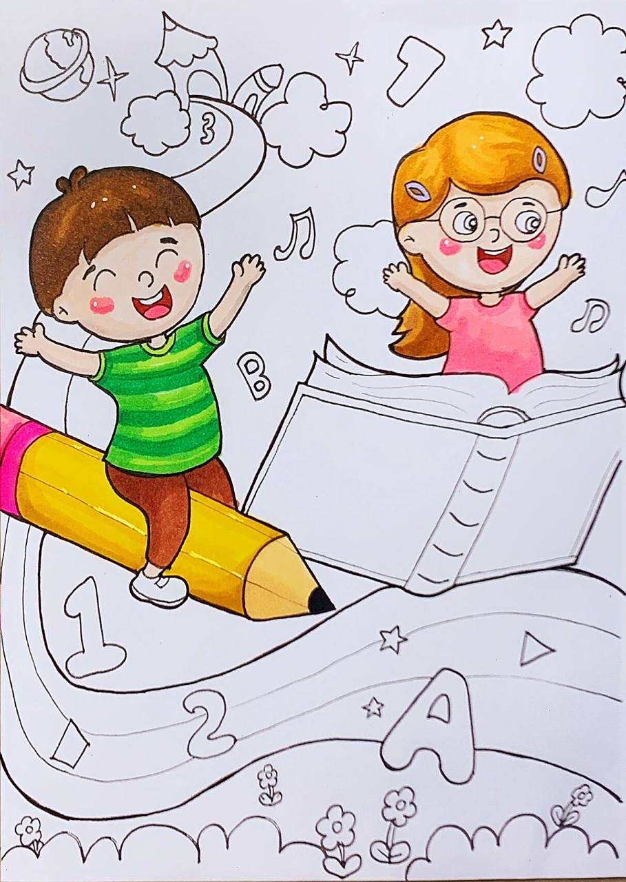 儿童画 | 书香伴我行 99【书香伴我成长】主题画99 78绘画工具