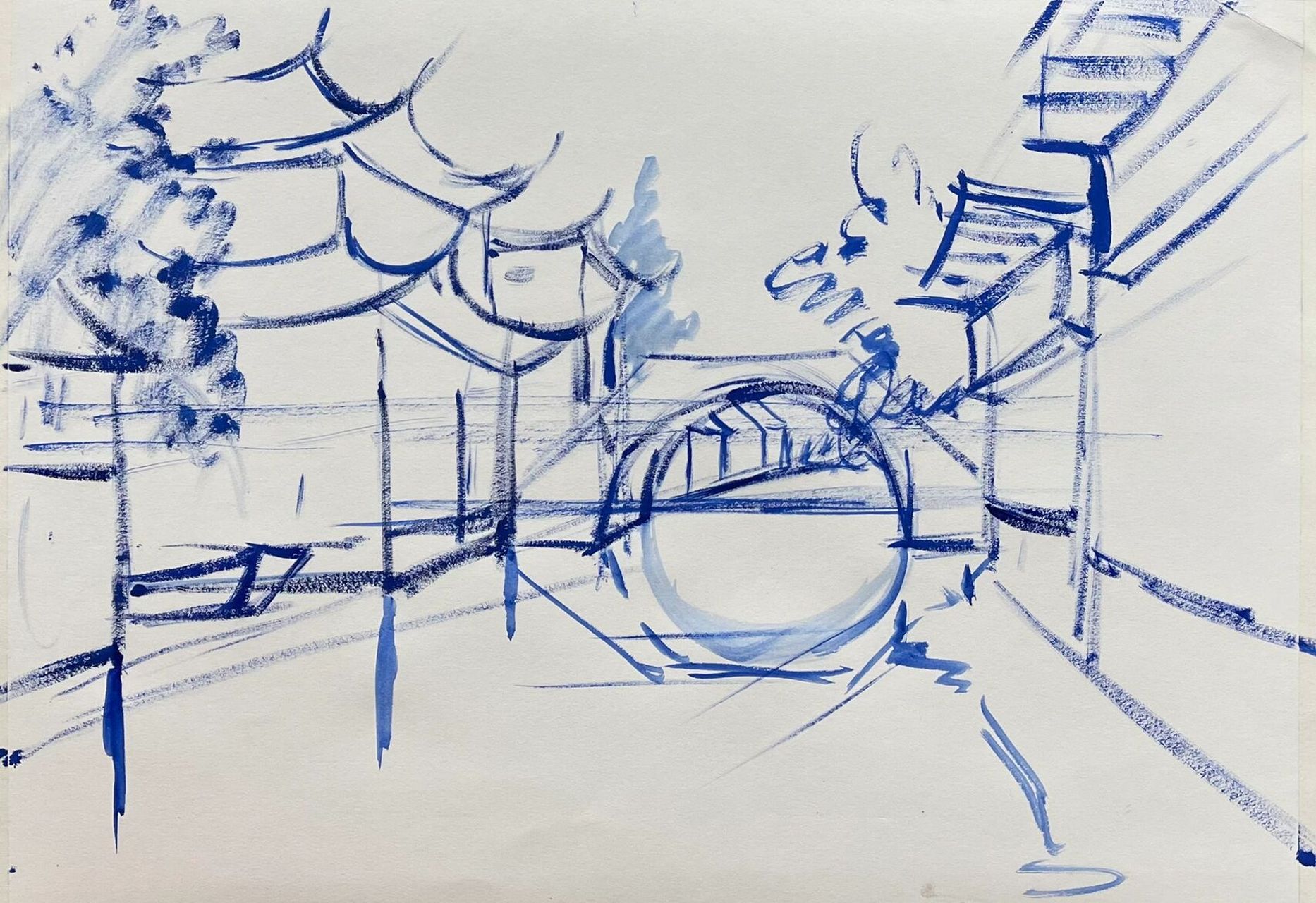 色彩风景水乡(作画步骤图)   画色彩风景一定要有清晰的作画思路,不然