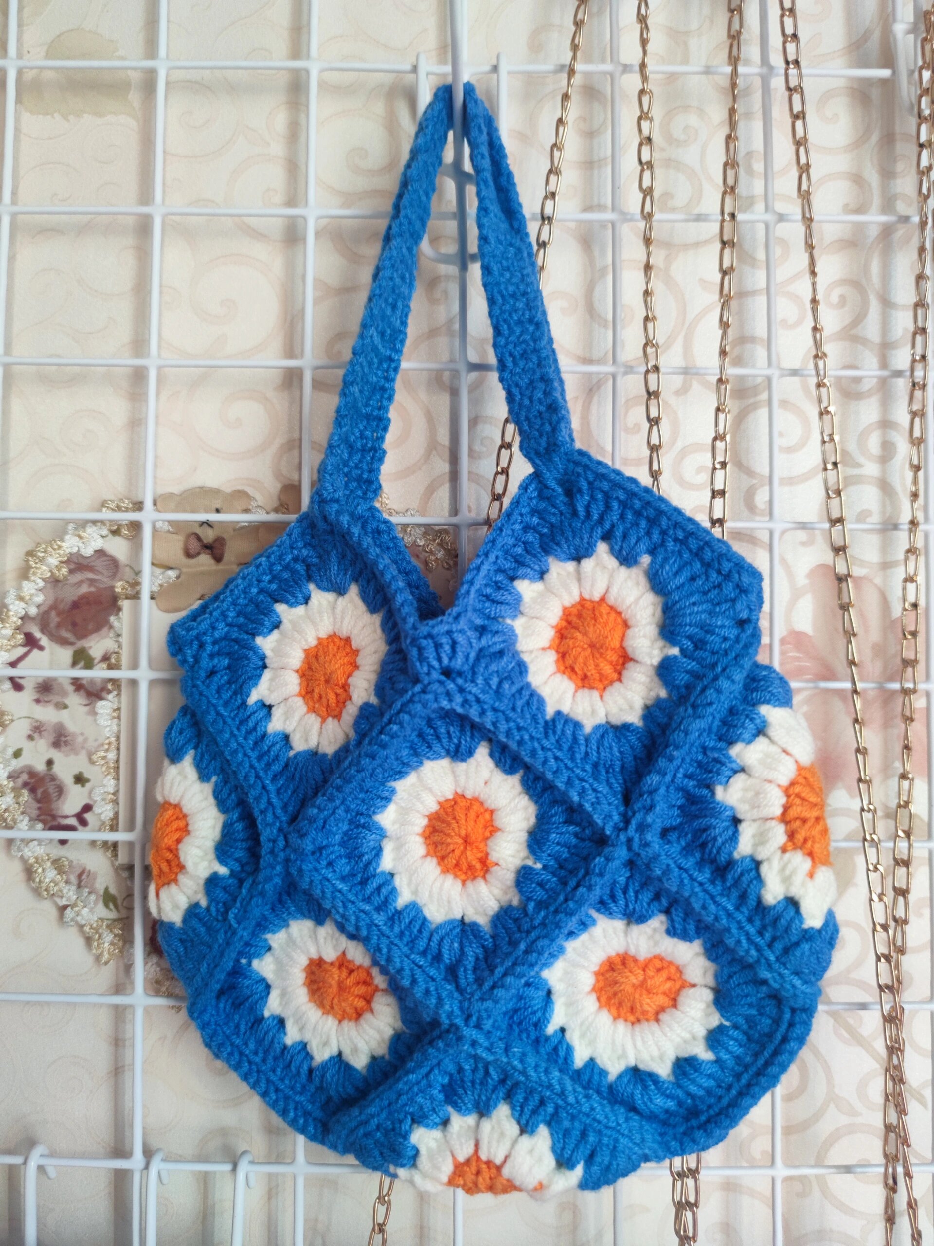 手工钩织毛线手提包!