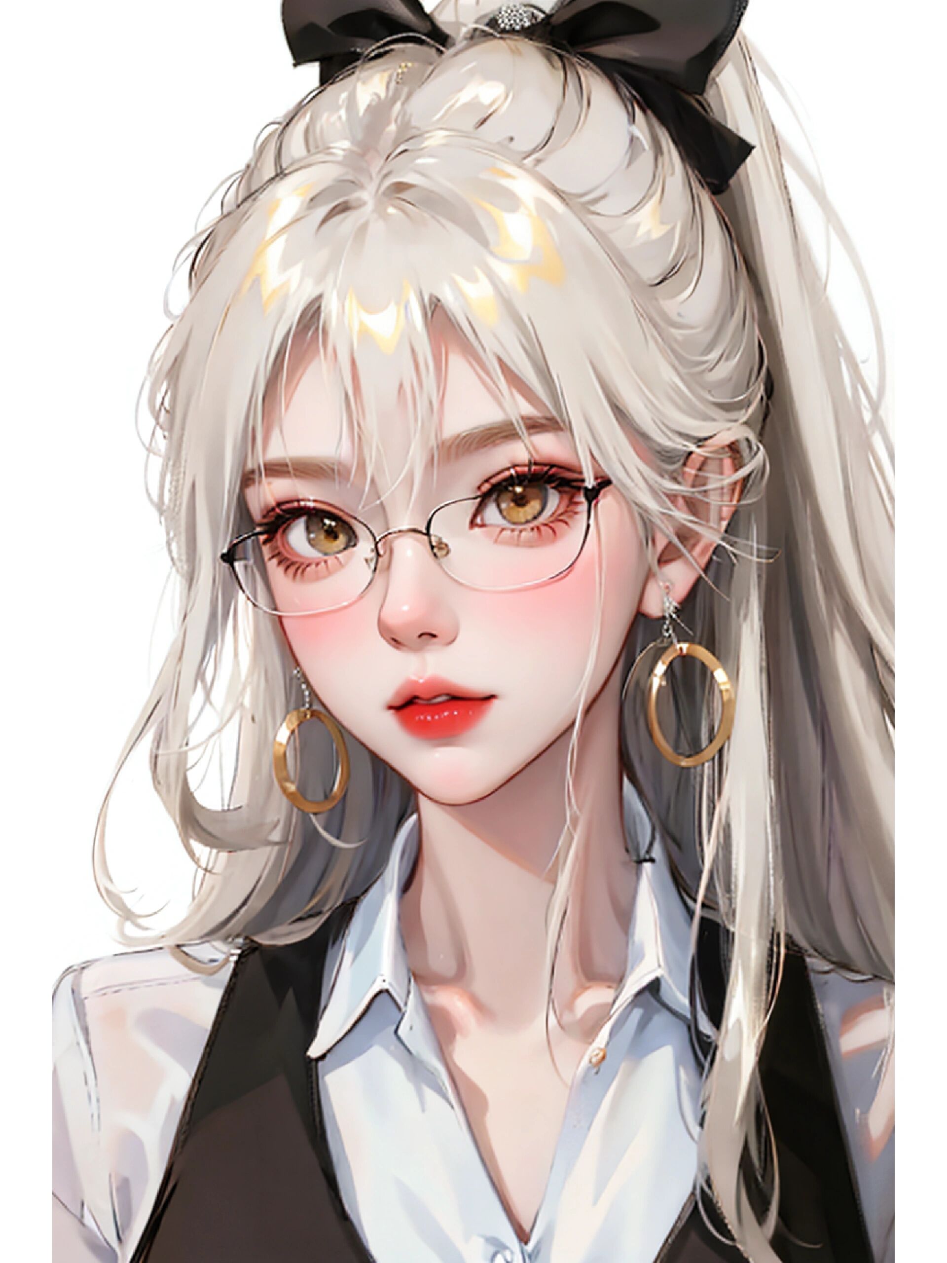 高马尾银发金瞳御姐99绝美女孩头像20连发