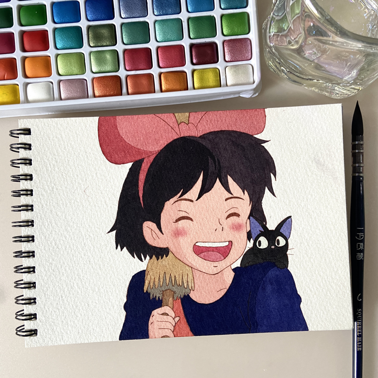 水彩|魔女宅急便|线稿 用均价不到50的水彩能画出什么效果?