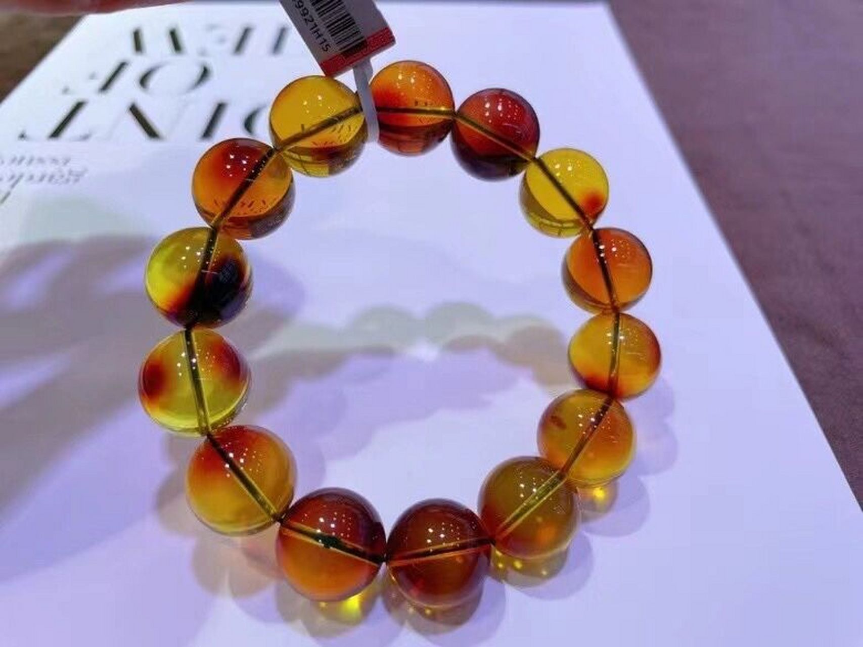 墨西哥红蓝珀手串 美货不常有 大尺寸超级难配7815『墨西哥红蓝珀