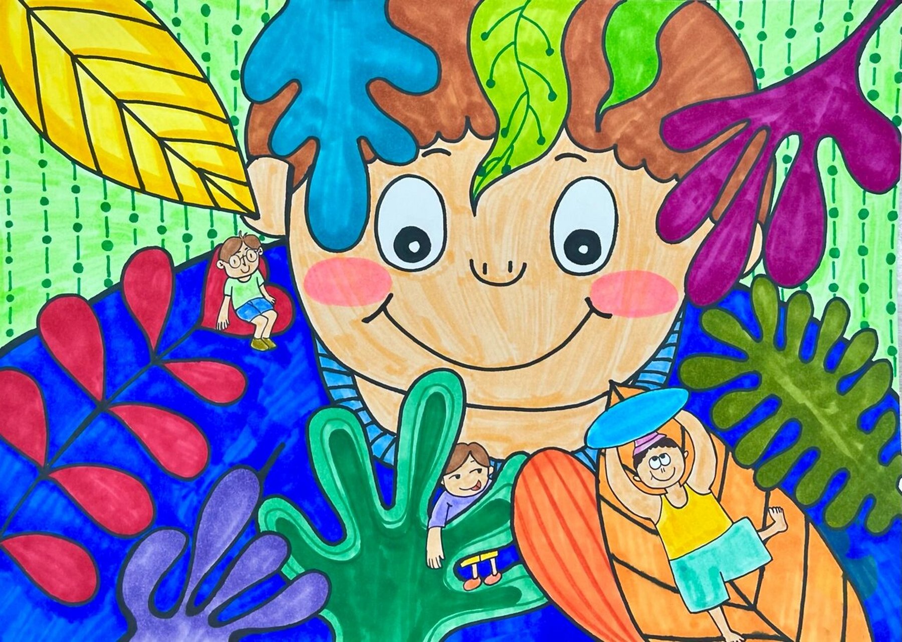 小学美术|一年级《大人国&小人国》 湘美版《大人国》的延伸示范画