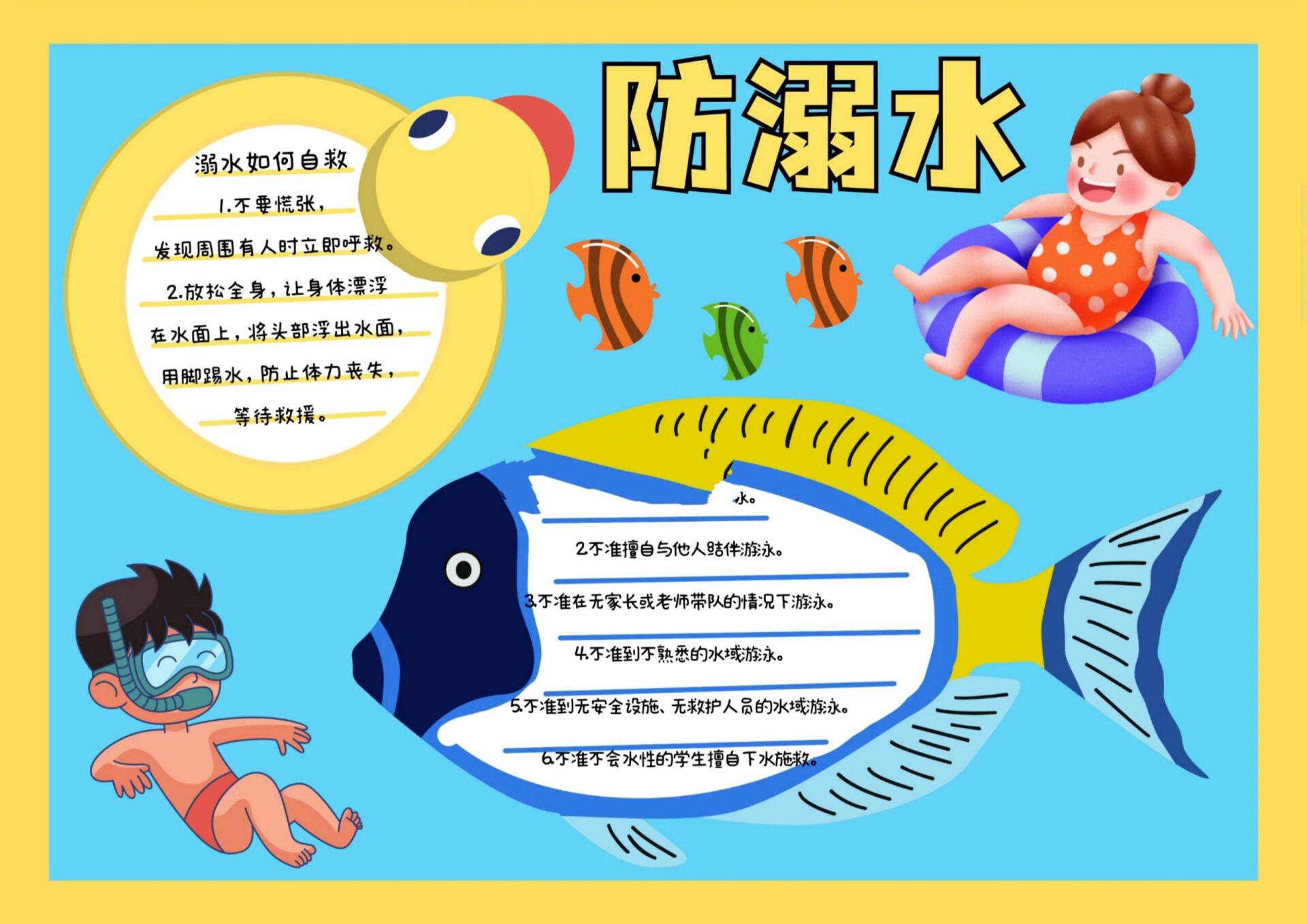 夏天要来了,防溺水手抄报了解一下,附文案