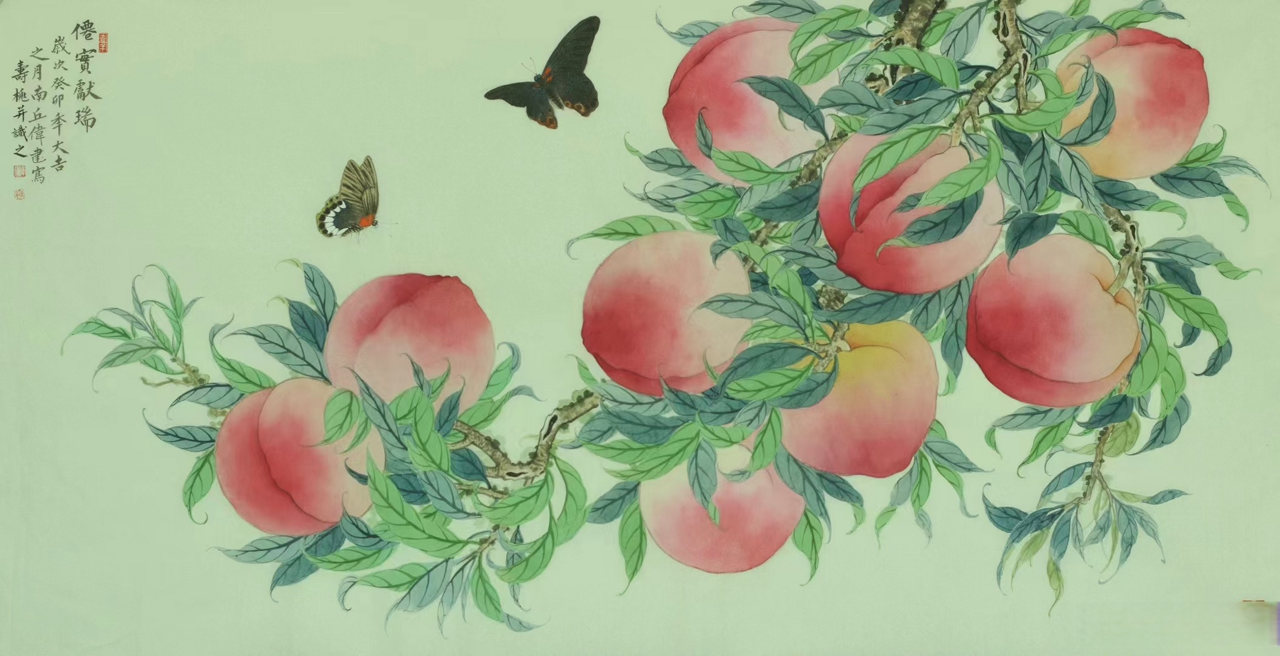 画家许伟建寿桃作品#字画##书画##国画