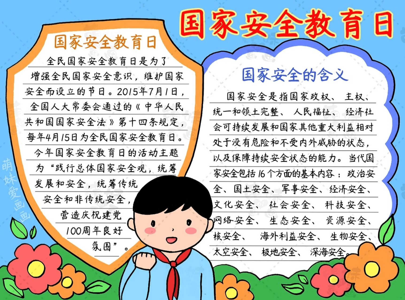 15全民国家安全教育日手抄报模板 一提到国家安全,很多人会觉得它离