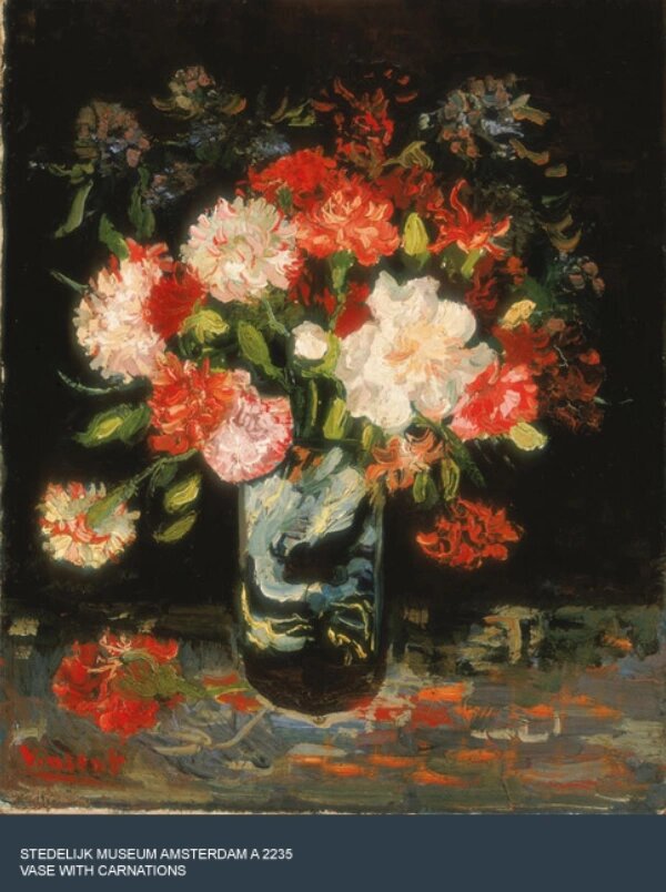 9815名画《花瓶与康乃馨》热烈妖艳的康乃馨