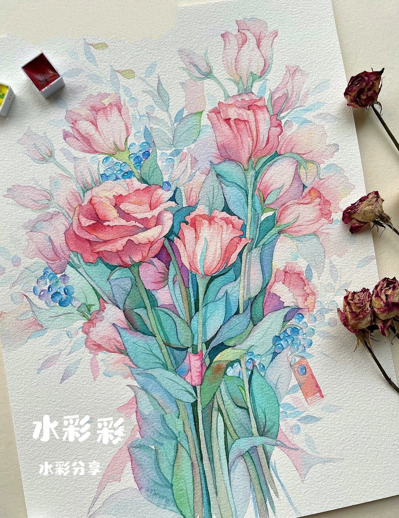 水彩—桔梗 花卉系列