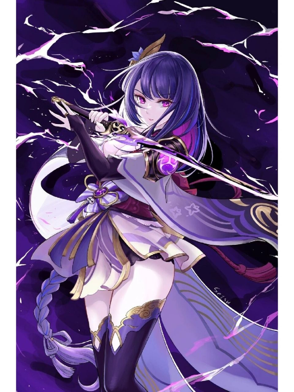 二次元美图|《原神》雷电将军 作品整理自pixiv,侵