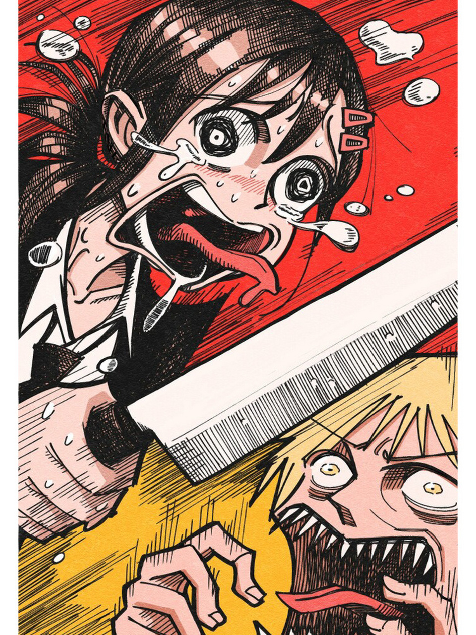 十分有趣的画风 chainsawman 	 from. latebirdwakeup