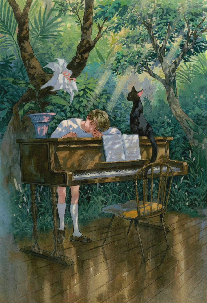 韩国插画师 noma 笔下的温柔少年,画风好治愈啊!