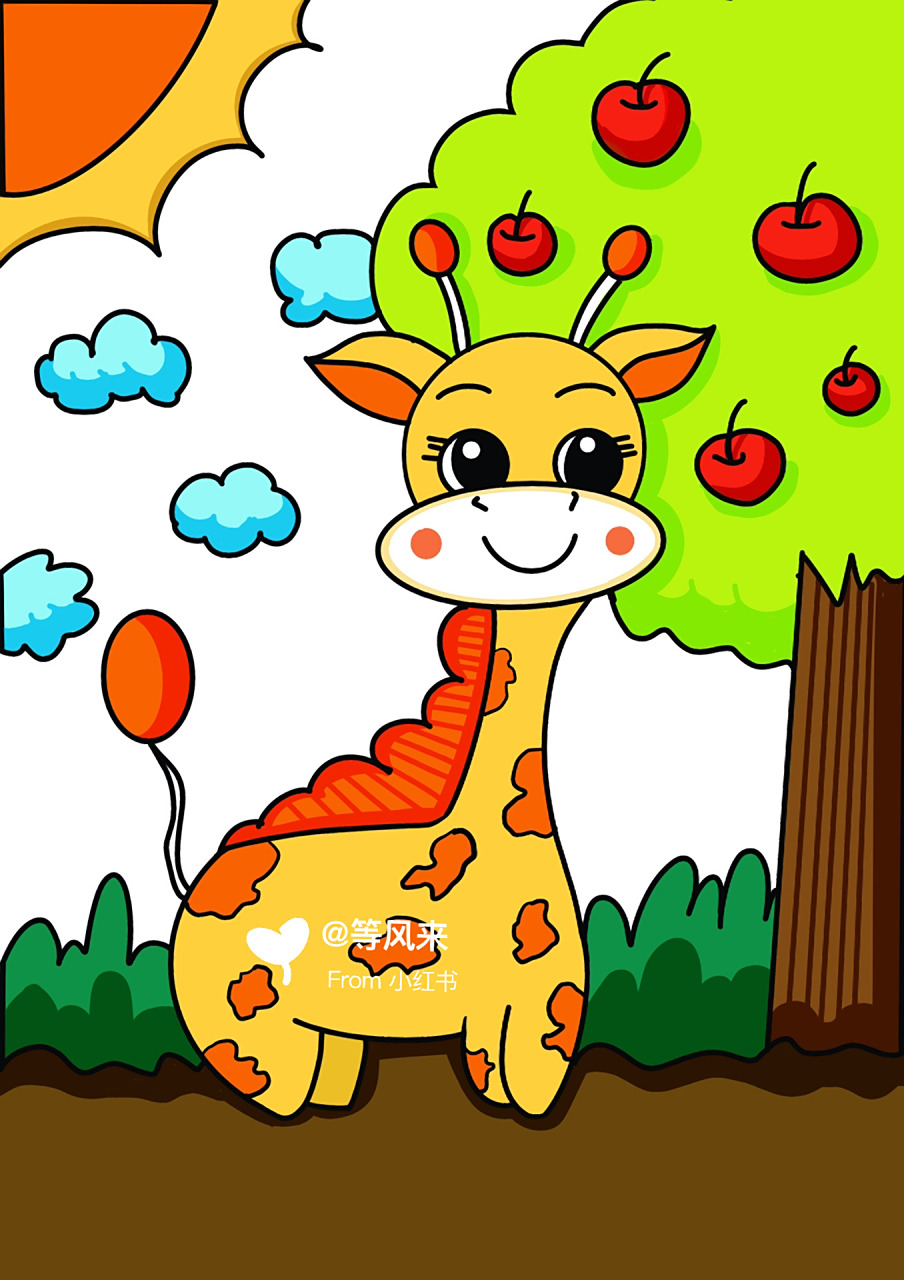 动物合集 创意画 儿童画 简笔画 长颈鹿 老虎 猴子 恐龙 熊 鱼 螃蟹