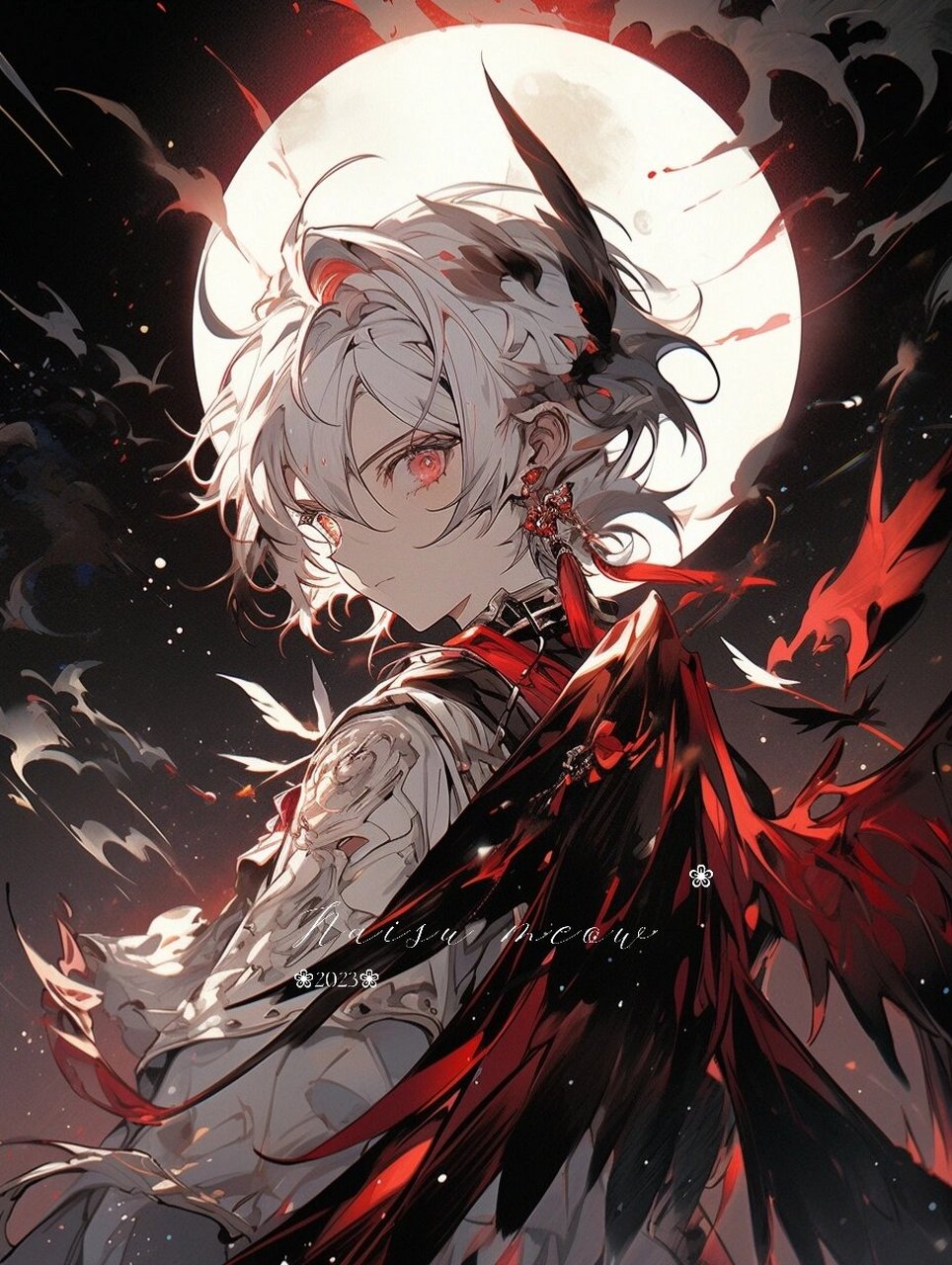 怒月血瞳|月夜天狗红黑色系帅气男生头像 这个回眸,你爱了吗?