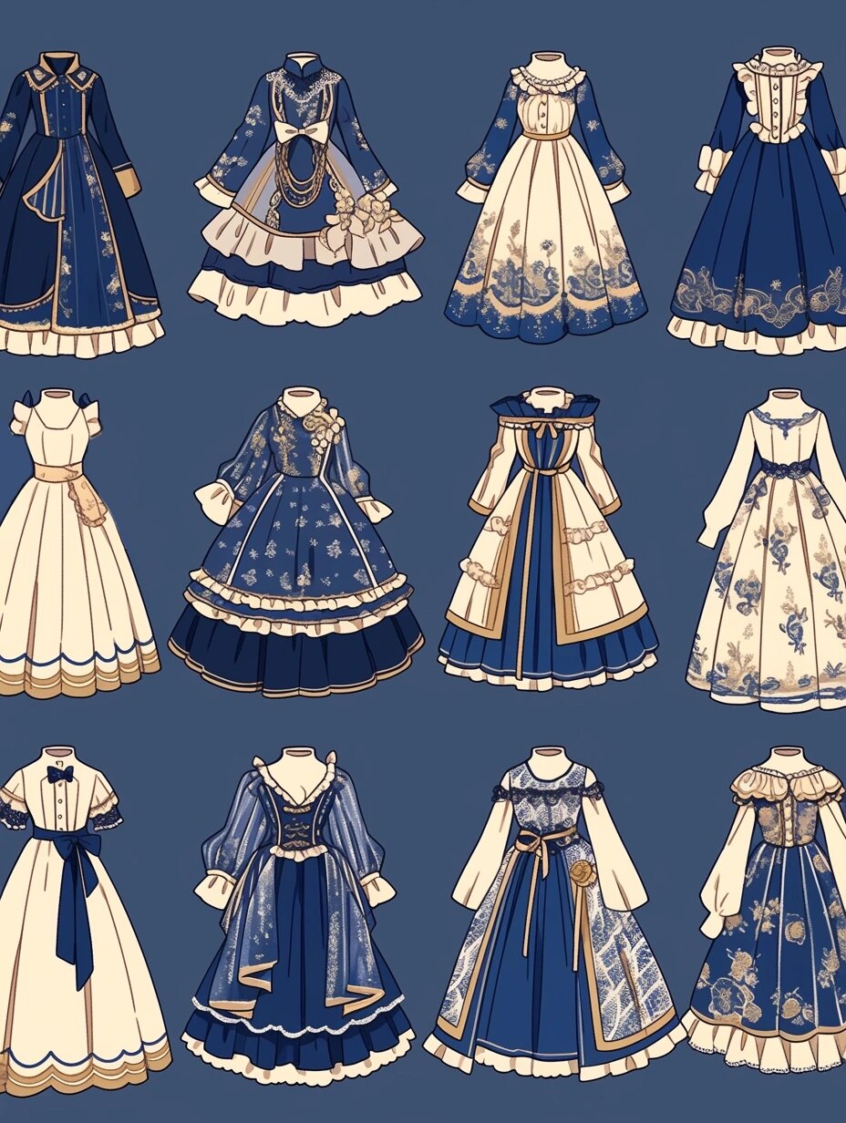 99蓝金系列小裙子|服装设计素材 大家喜欢的蓝金系列又来啦