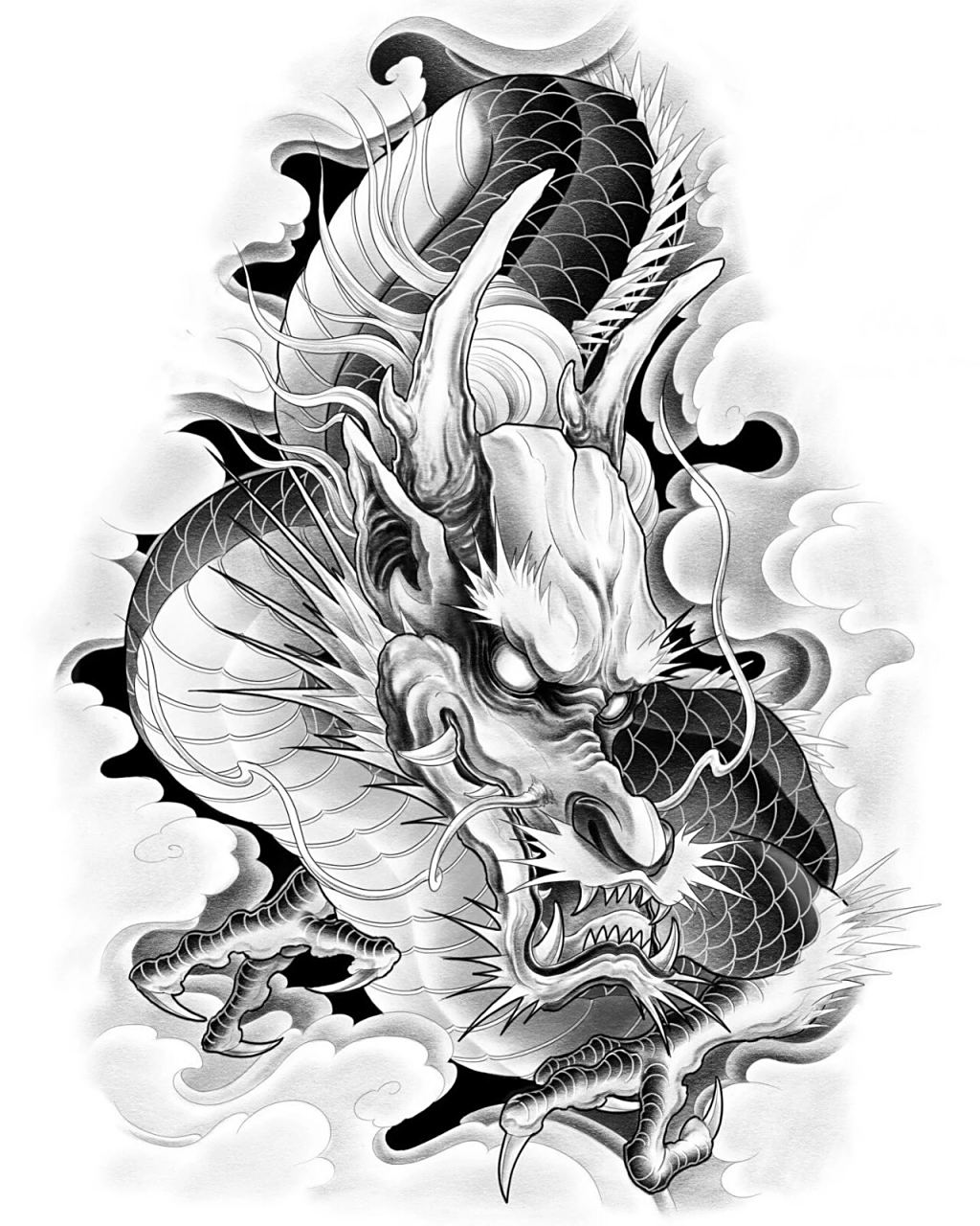 大臂龙纹身手稿         龙纹身