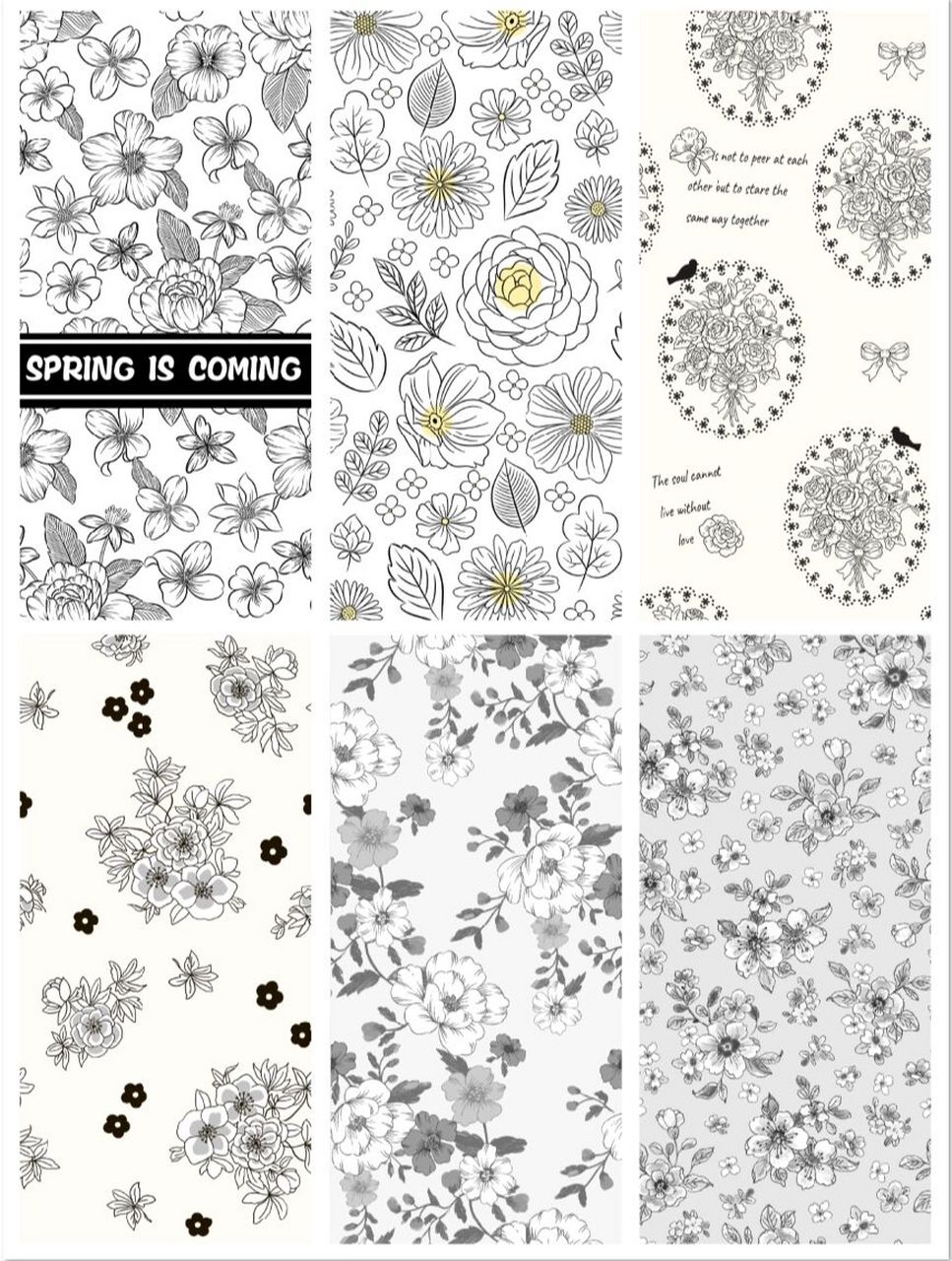 65期 黑白花卉图案 原创手机壁纸插画95 花型 | 图案设计 可约稿
