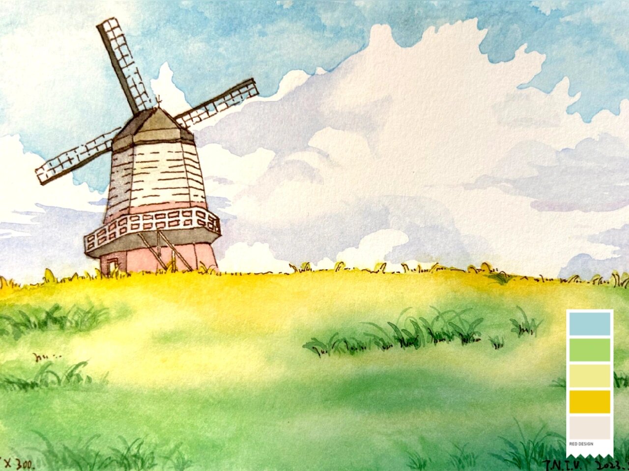 超简单的钢笔淡彩风景画|含过程