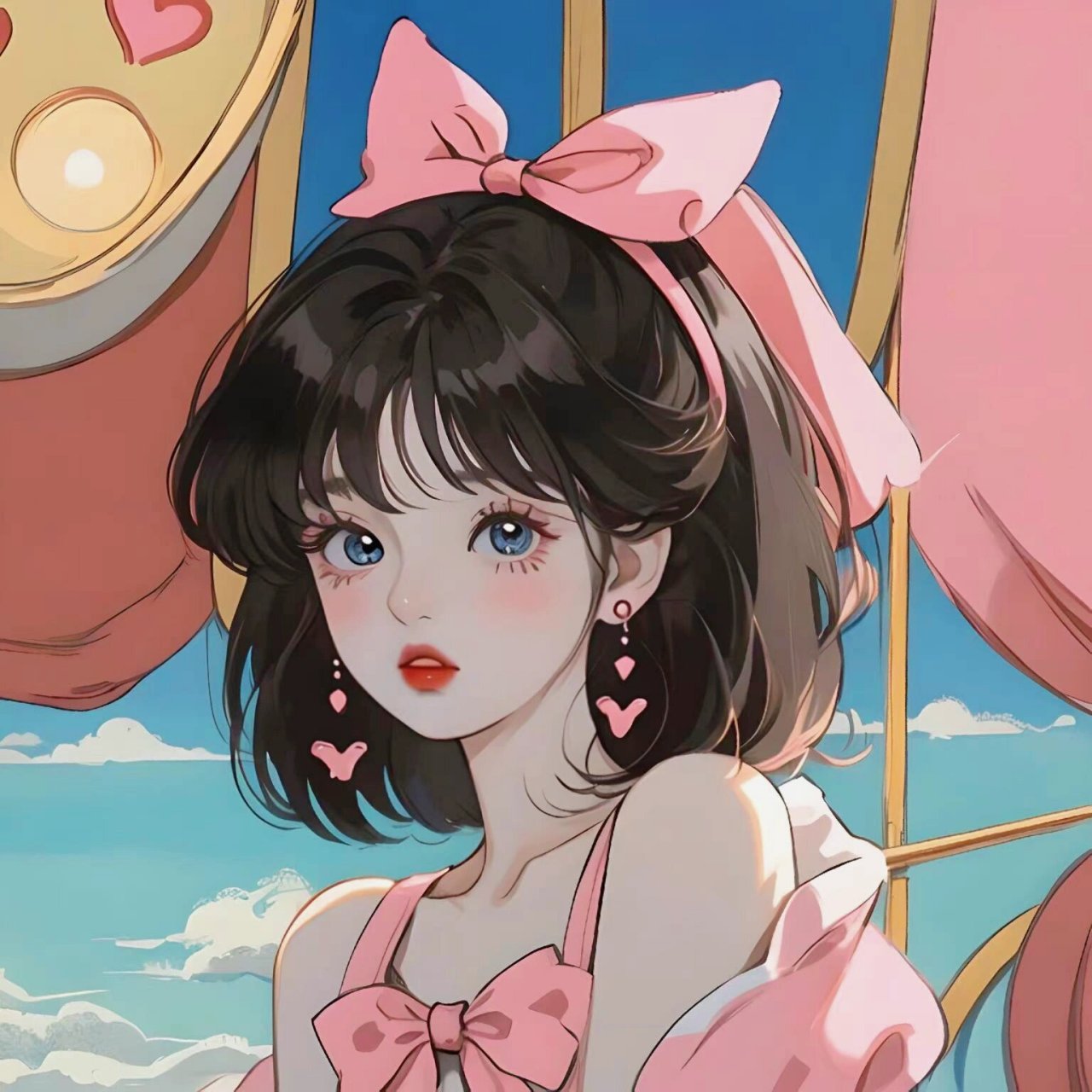 旧漫女头丨短发蝴蝶结系甜妹头像 这组旧漫短发蝴