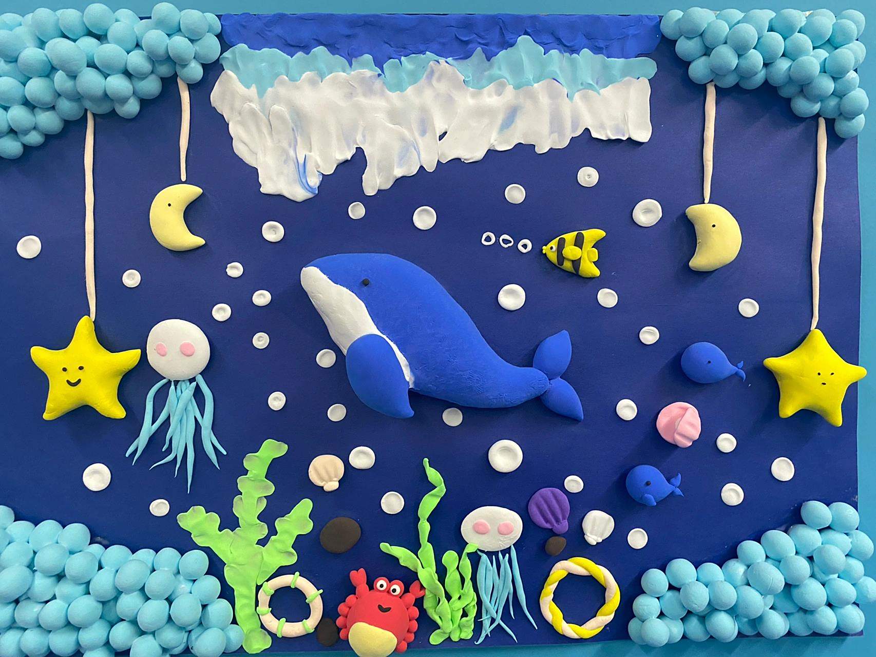 轻粘土彩泥幼儿手工环创 海底世界来咯!