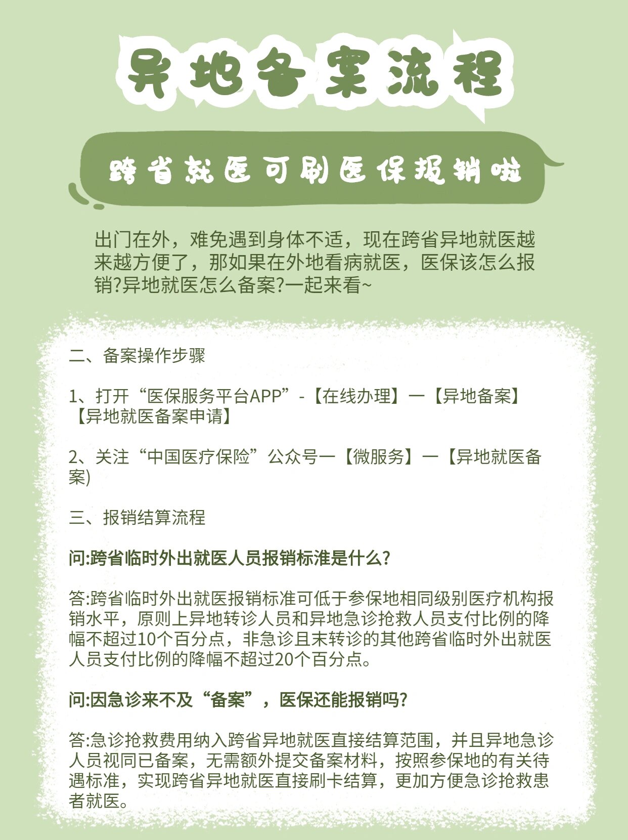 异地备案流程,跨省就医可刷医保报销啦