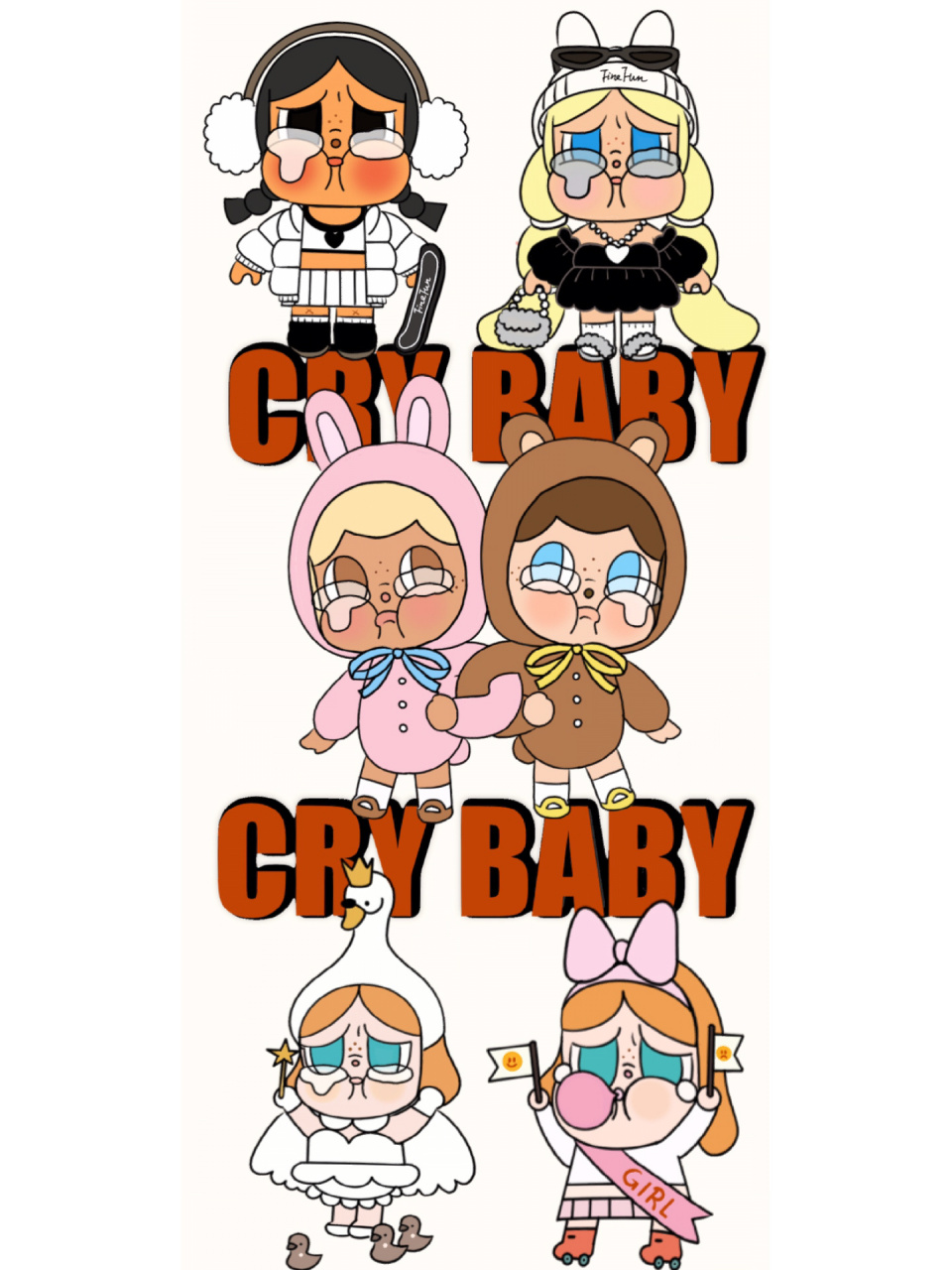 原创壁纸|哭娃壁纸cry baby 把自己喜欢的几个娃画在一张壁纸上